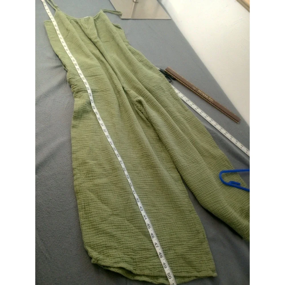 Z Supply Gauzy Wide Leg Cropped Loose Jumpsuit Green M Cottage Garden Utility